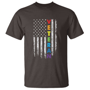 LGBT Veteran T Shirt American Flag Rainbow Military Army TS09 Dark Chocolate Printyourwear