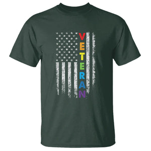 LGBT Veteran T Shirt American Flag Rainbow Military Army TS09 Dark Forest Green Printyourwear