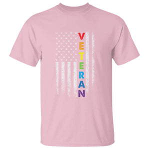 LGBT Veteran T Shirt American Flag Rainbow Military Army TS09 Light Pink Printyourwear