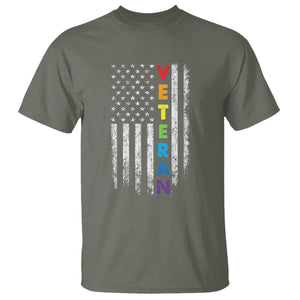 LGBT Veteran T Shirt American Flag Rainbow Military Army TS09 Military Green Printyourwear