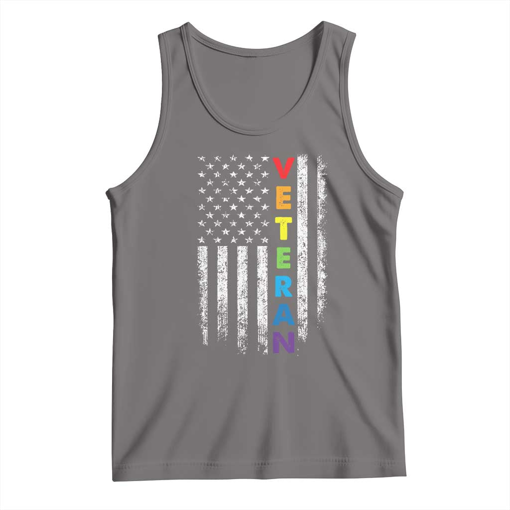 LGBT Veteran Tank Top American Flag Rainbow Military Army TS09 Deep Heather Print Your Wear