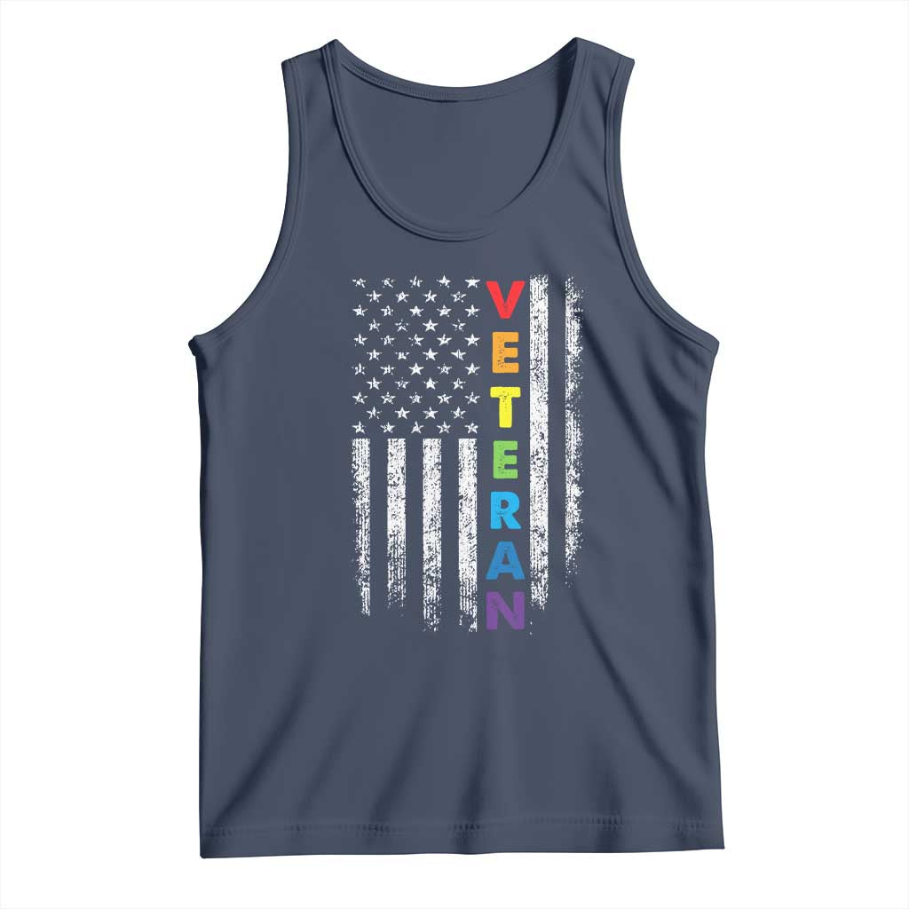 LGBT Veteran Tank Top American Flag Rainbow Military Army TS09 Navy Print Your Wear