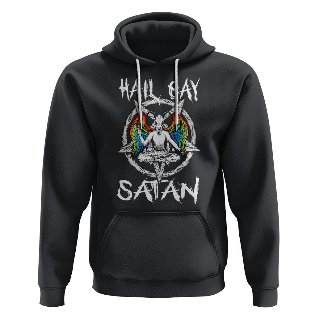 Hail Gay Satan Hoodie Goth Baphomet Devil LGBT Pride TS09 Black Printyourwear