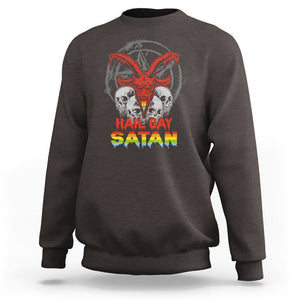 Hail Gay Satan Sweatshirt Skull Goth Baphomet Devil LGBT Pride TS09 Dark Chocolate Printyourwear