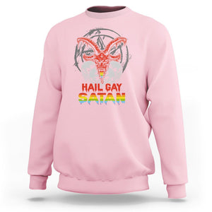 Hail Gay Satan Sweatshirt Skull Goth Baphomet Devil LGBT Pride TS09 Light Pink Printyourwear