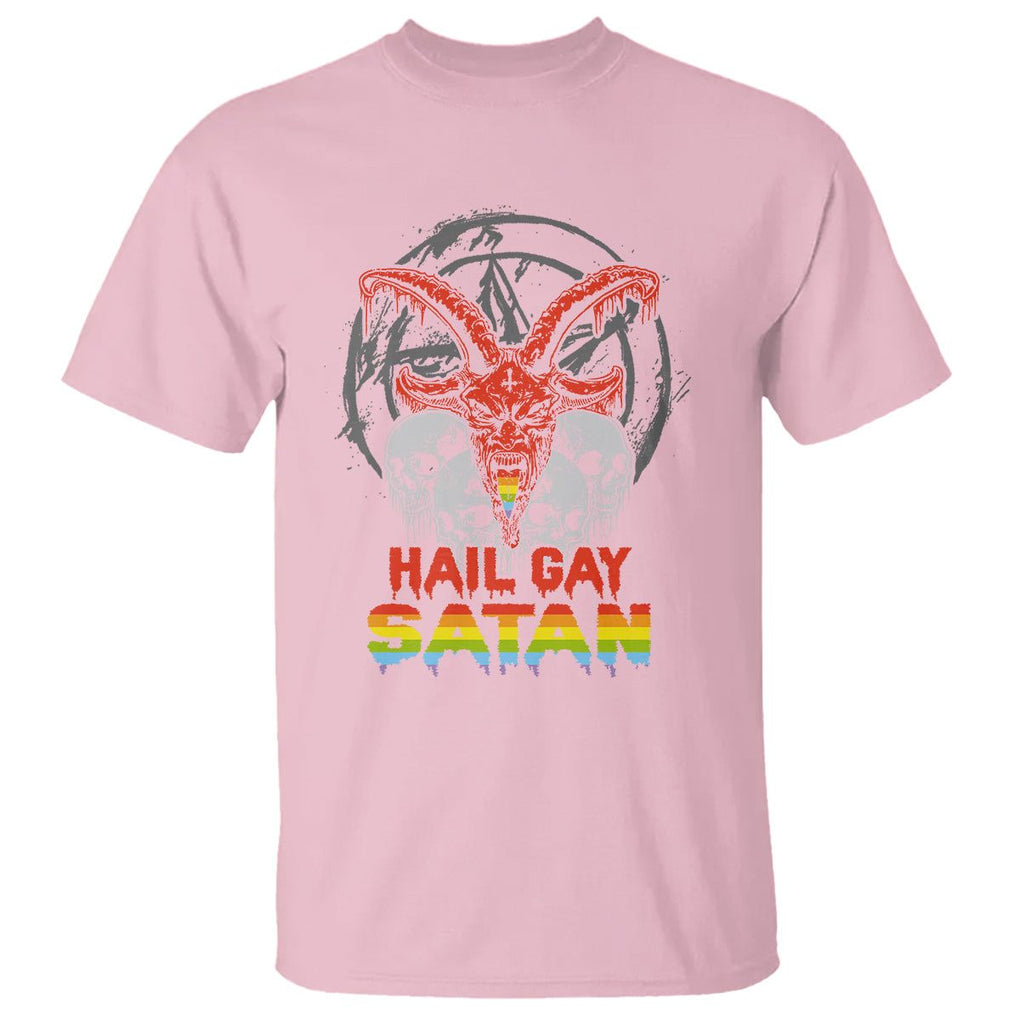 Hail Gay Satan T Shirt Skull Goth Baphomet Devil LGBT Pride TS09 Light Pink Printyourwear