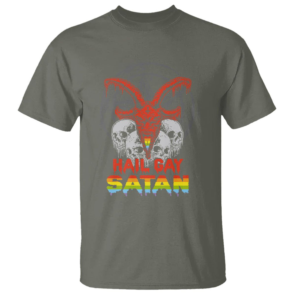 Hail Gay Satan T Shirt Skull Goth Baphomet Devil LGBT Pride TS09 Military Green Printyourwear