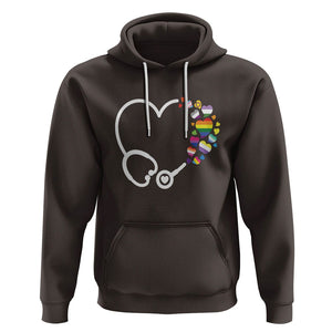 LGBT Nurse Hoodie Rainbow Flag Stethoscope Nurse RN Gay Pride TS09 Dark Chocolate Printyourwear