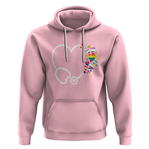 LGBT Nurse Hoodie Rainbow Flag Stethoscope Nurse RN Gay Pride TS09 Light Pink Printyourwear