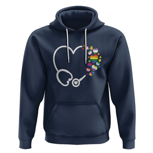 LGBT Nurse Hoodie Rainbow Flag Stethoscope Nurse RN Gay Pride TS09 Navy Printyourwear