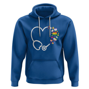 LGBT Nurse Hoodie Rainbow Flag Stethoscope Nurse RN Gay Pride TS09 Royal Blue Printyourwear