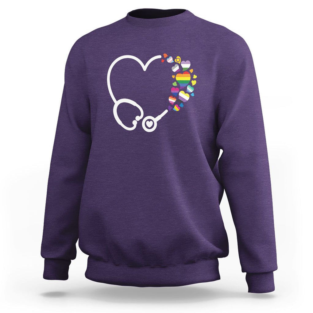 LGBT Nurse Sweatshirt Rainbow Flag Stethoscope Nurse RN Gay Pride TS09 Purple Printyourwear