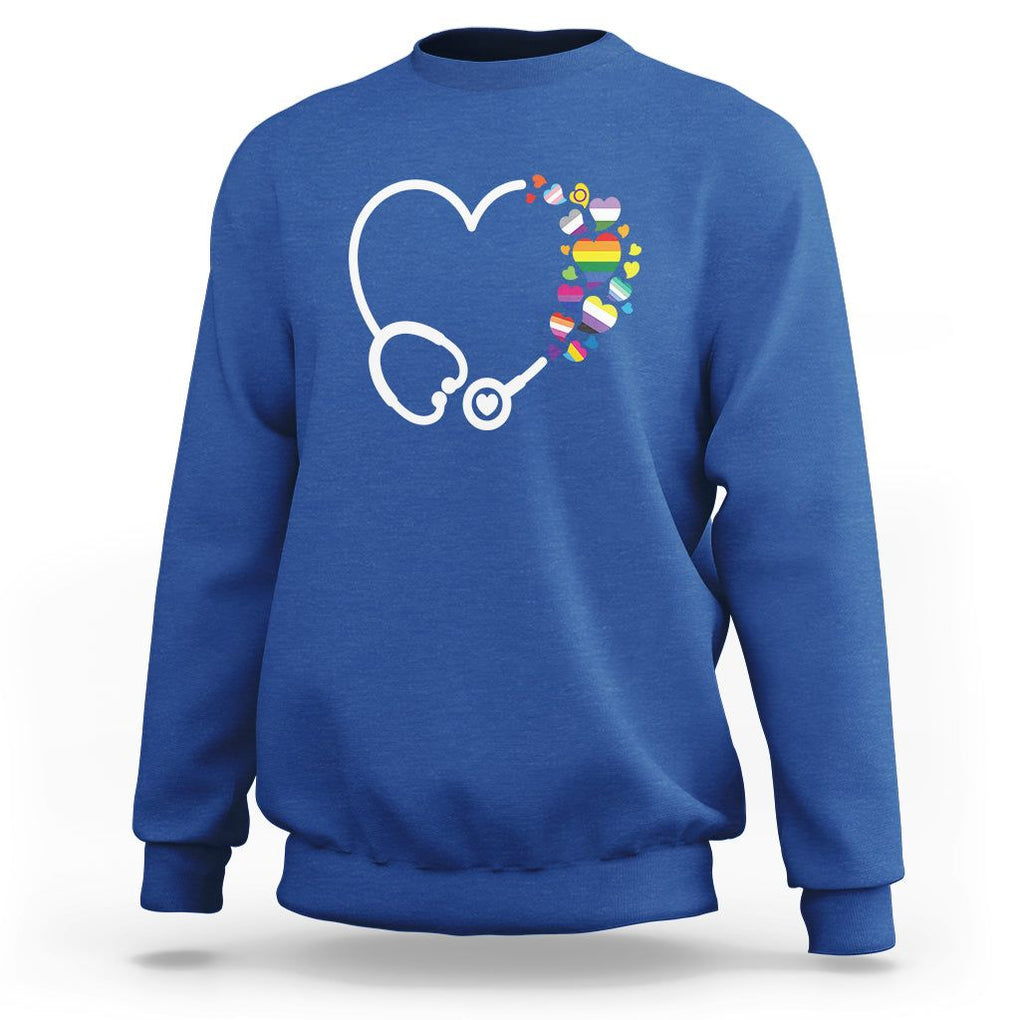LGBT Nurse Sweatshirt Rainbow Flag Stethoscope Nurse RN Gay Pride TS09 Royal Blue Printyourwear