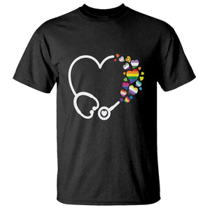 LGBT Nurse T Shirt Rainbow Flag Stethoscope Nurse RN Gay Pride TS09 Black Printyourwear