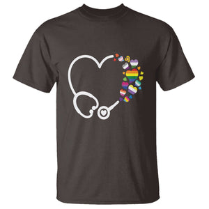 LGBT Nurse T Shirt Rainbow Flag Stethoscope Nurse RN Gay Pride TS09 Dark Chocolate Printyourwear