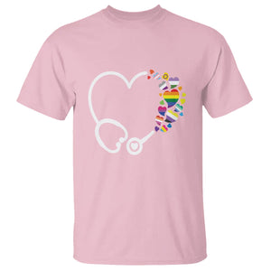 LGBT Nurse T Shirt Rainbow Flag Stethoscope Nurse RN Gay Pride TS09 Light Pink Printyourwear