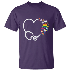 LGBT Nurse T Shirt Rainbow Flag Stethoscope Nurse RN Gay Pride TS09 Purple Printyourwear