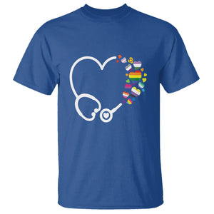 LGBT Nurse T Shirt Rainbow Flag Stethoscope Nurse RN Gay Pride TS09 Royal Blue Printyourwear