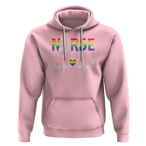 LGBT Nurse Hoodie Rainbow Flag Heartbeat Nurse RN Gay Pride TS09 Light Pink Printyourwear