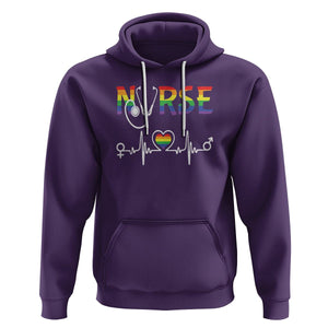 LGBT Nurse Hoodie Rainbow Flag Heartbeat Nurse RN Gay Pride TS09 Purple Printyourwear