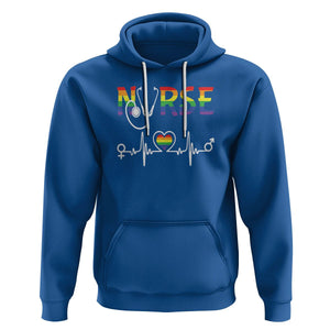 LGBT Nurse Hoodie Rainbow Flag Heartbeat Nurse RN Gay Pride TS09 Royal Blue Printyourwear