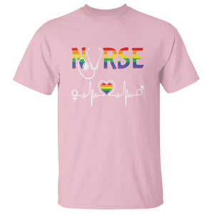 LGBT Nurse T Shirt Rainbow Flag Heartbeat Nurse RN Gay Pride TS09 Light Pink Printyourwear