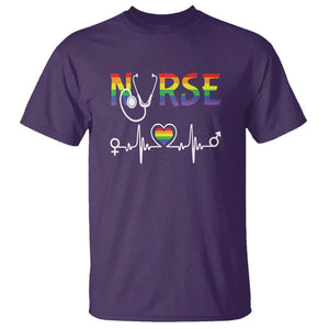 LGBT Nurse T Shirt Rainbow Flag Heartbeat Nurse RN Gay Pride TS09 Purple Printyourwear