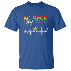 LGBT Nurse T Shirt Rainbow Flag Heartbeat Nurse RN Gay Pride TS09 Royal Blue Printyourwear