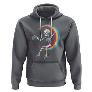 Pansexual Pride Hoodie Skeleton Drinking Coffee LGBTQ Pan Flag TS09 Charcoal Printyourwear