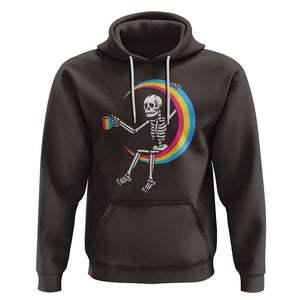 Pansexual Pride Hoodie Skeleton Drinking Coffee LGBTQ Pan Flag TS09 Dark Chocolate Printyourwear