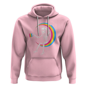 Pansexual Pride Hoodie Skeleton Drinking Coffee LGBTQ Pan Flag TS09 Light Pink Printyourwear