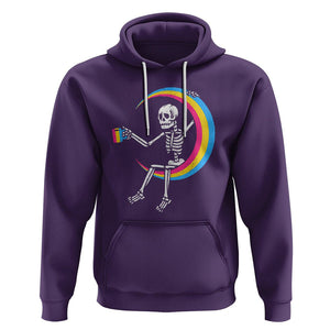 Pansexual Pride Hoodie Skeleton Drinking Coffee LGBTQ Pan Flag TS09 Purple Printyourwear