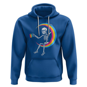 Pansexual Pride Hoodie Skeleton Drinking Coffee LGBTQ Pan Flag TS09 Royal Blue Printyourwear