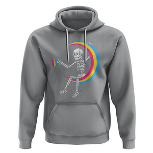 Pansexual Pride Hoodie Skeleton Drinking Coffee LGBTQ Pan Flag TS09 Sport Gray Printyourwear