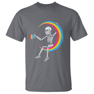 Pansexual Pride T Shirt Skeleton Drinking Coffee LGBTQ Pan Flag TS09 Charcoal Printyourwear