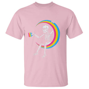 Pansexual Pride T Shirt Skeleton Drinking Coffee LGBTQ Pan Flag TS09 Light Pink Printyourwear