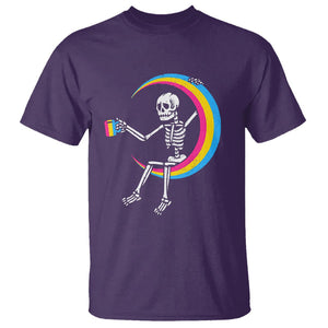 Pansexual Pride T Shirt Skeleton Drinking Coffee LGBTQ Pan Flag TS09 Purple Printyourwear