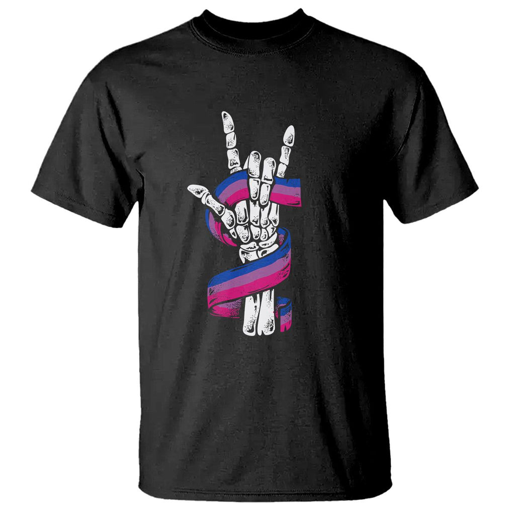 Pansexual Pride T Shirt Skeleton Rock Hand LGBTQ Pans Flag TS09 Black Printyourwear