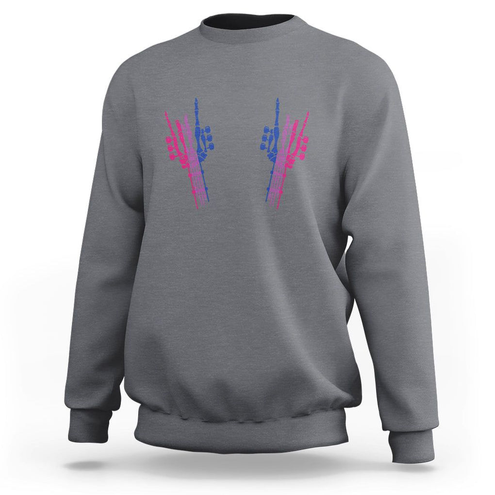 Pansexual Pride Sweatshirt Skeleton Rock Hand LGBTQ Pans Flag TS09 Charcoal Printyourwear