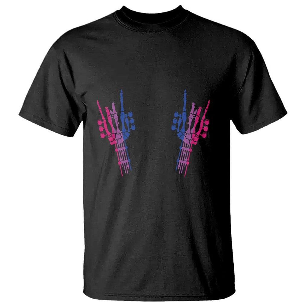 Pansexual Pride T Shirt Skeleton Rock Hand LGBTQ Pans Flag TS09 Black Printyourwear