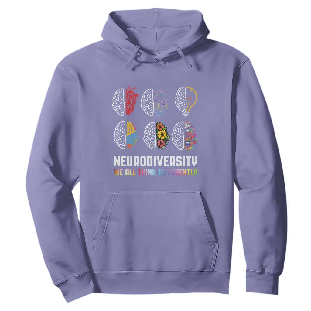 Neurodiversity Hoodie We All Think Differently Autism ADHD ASD TS09 Violet Printyourwear