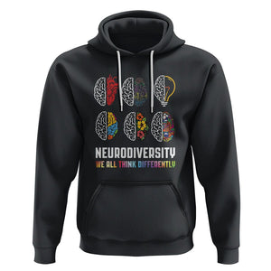 Neurodiversity Hoodie We All Think Differently Autism ADHD ASD TS09 Black Printyourwear