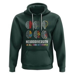 Neurodiversity Hoodie We All Think Differently Autism ADHD ASD TS09 Dark Forest Green Printyourwear