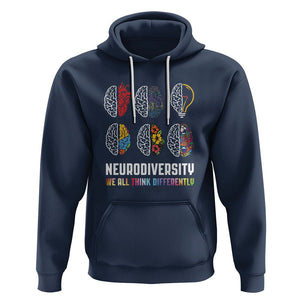 Neurodiversity Hoodie We All Think Differently Autism ADHD ASD TS09 Navy Printyourwear