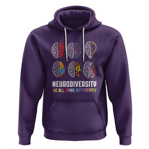 Neurodiversity Hoodie We All Think Differently Autism ADHD ASD TS09 Purple Printyourwear