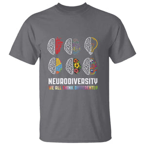 Neurodiversity T Shirt - We All Think Differently Autism ADHD ASD Awareness Tee TS09 Charcoal Printyourwear