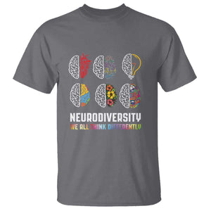 Neurodiversity T Shirt We All Think Differently Autism ADHD ASD TS09 Charcoal Printyourwear