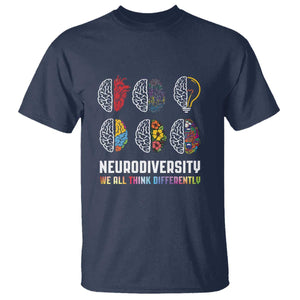 Neurodiversity T Shirt - We All Think Differently Autism ADHD ASD Awareness Tee TS09 Navy Printyourwear