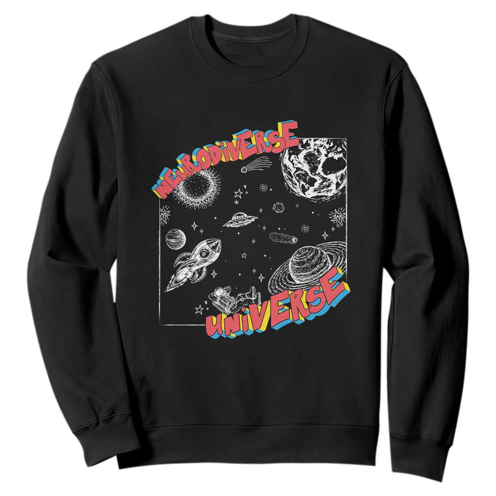 Funny Neurodiversity Sweatshirt Neurodiverse Brain Universe Autism ADHD TS09 Black Print Your Wear