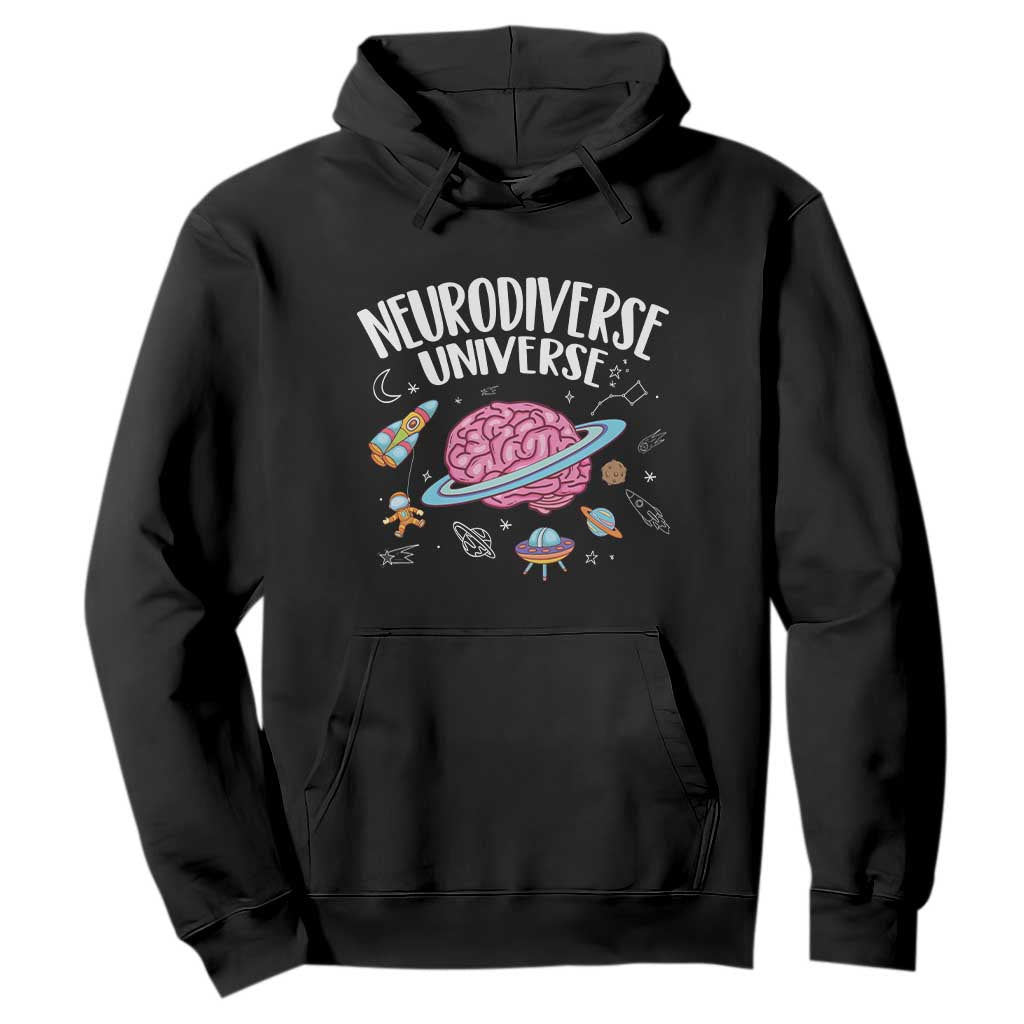 Neurodiversity Hoodie Neurodiverse Funny Brain Universe Autism ADHD ASD TS09 Black Printyourwear